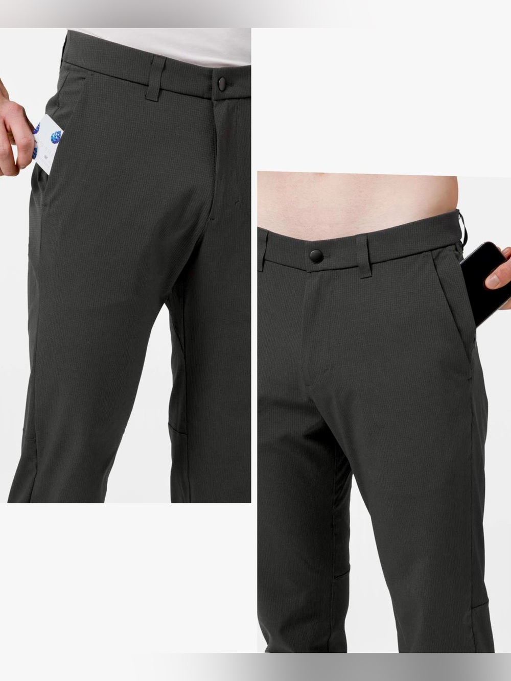 LULULEMON Men's Commission Pant Dark Grey Slim Chinos Technical Pants - Picture 4 of 16